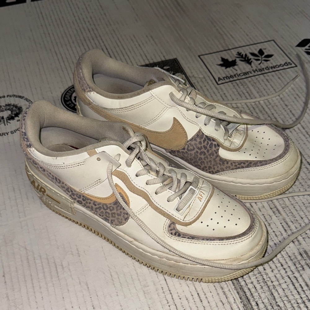 Nike Cream and Tan Animal Print Sneakers